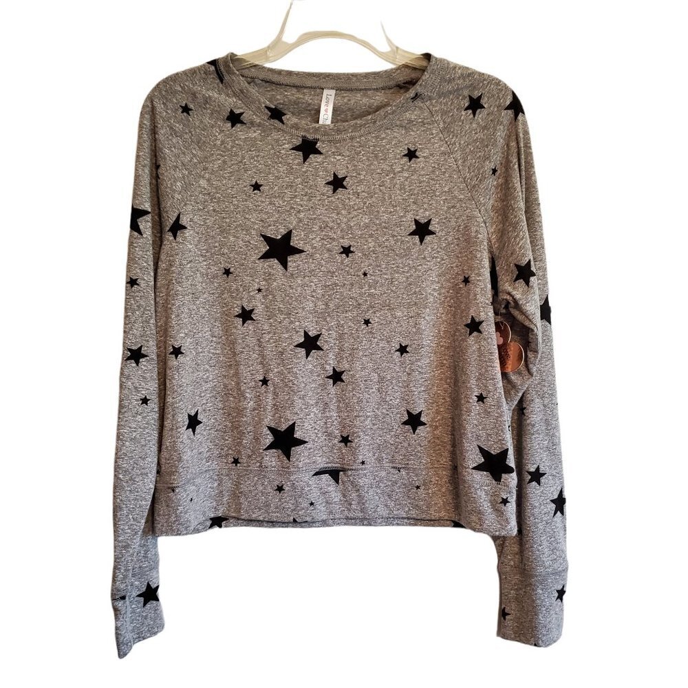 Women's Gray Star Print Long Sleeve Top